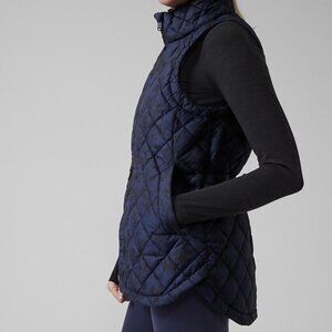 ATHLETA WHISPER FEATHERLESS  QUILTED PRINTED PUFFER VEST NEW W TAGS XS PETITE